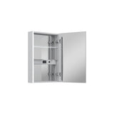 WELLFOR CHIC 20-in x 30-in Lighted LED Fog Free Surface Mount Black Mirrored Soft Close Medicine Cabinet with Outlet