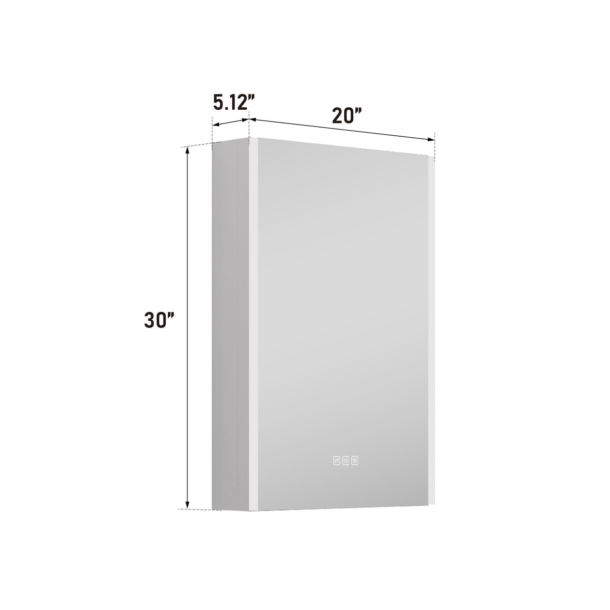 WELLFOR CHIC 20-in x 30-in Lighted LED Fog Free Surface Mount Black Mirrored Soft Close Medicine Cabinet with Outlet
