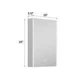 WELLFOR CHIC 20-in x 30-in Lighted LED Fog Free Surface Mount Black Mirrored Soft Close Medicine Cabinet with Outlet