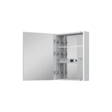 WELLFOR CHIC 24-in x 30-in Lighted LED Fog Free Surface Mount Black Mirrored Soft Close Medicine Cabinet with Outlet