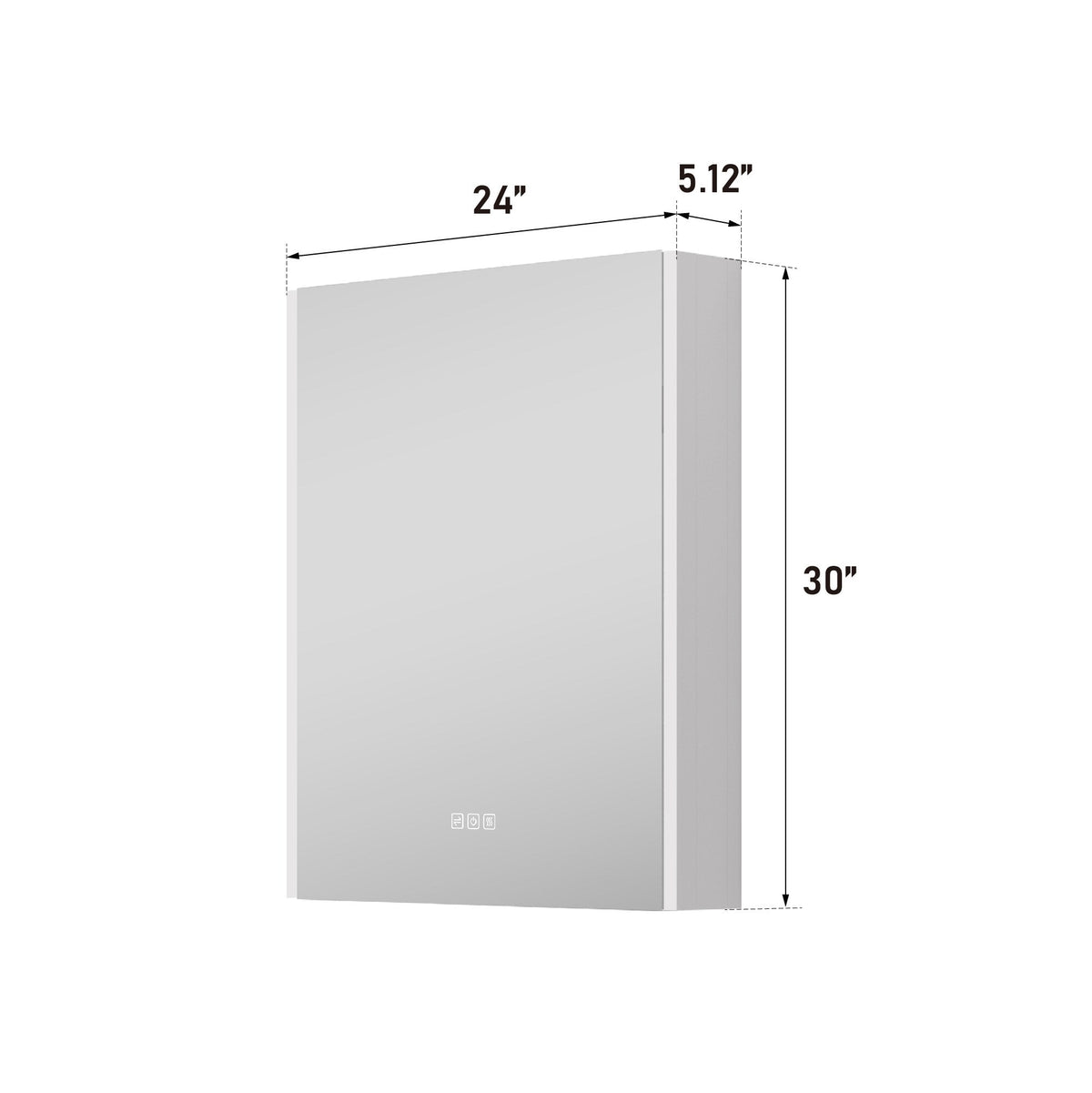 WELLFOR CHIC 24-in x 30-in Lighted LED Fog Free Surface Mount Black Mirrored Soft Close Medicine Cabinet with Outlet