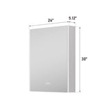WELLFOR CHIC 24-in x 30-in Lighted LED Fog Free Surface Mount Black Mirrored Soft Close Medicine Cabinet with Outlet