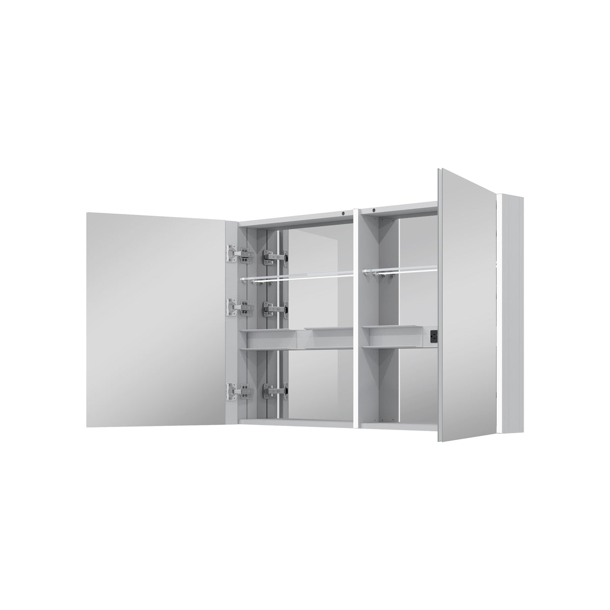 WELLFOR CHIC 48-in x 30-in Lighted LED Fog Free Surface Mount Black Mirrored Soft Close Medicine Cabinet with Outlet