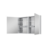 WELLFOR CHIC 48-in x 30-in Lighted LED Fog Free Surface Mount Black Mirrored Soft Close Medicine Cabinet with Outlet