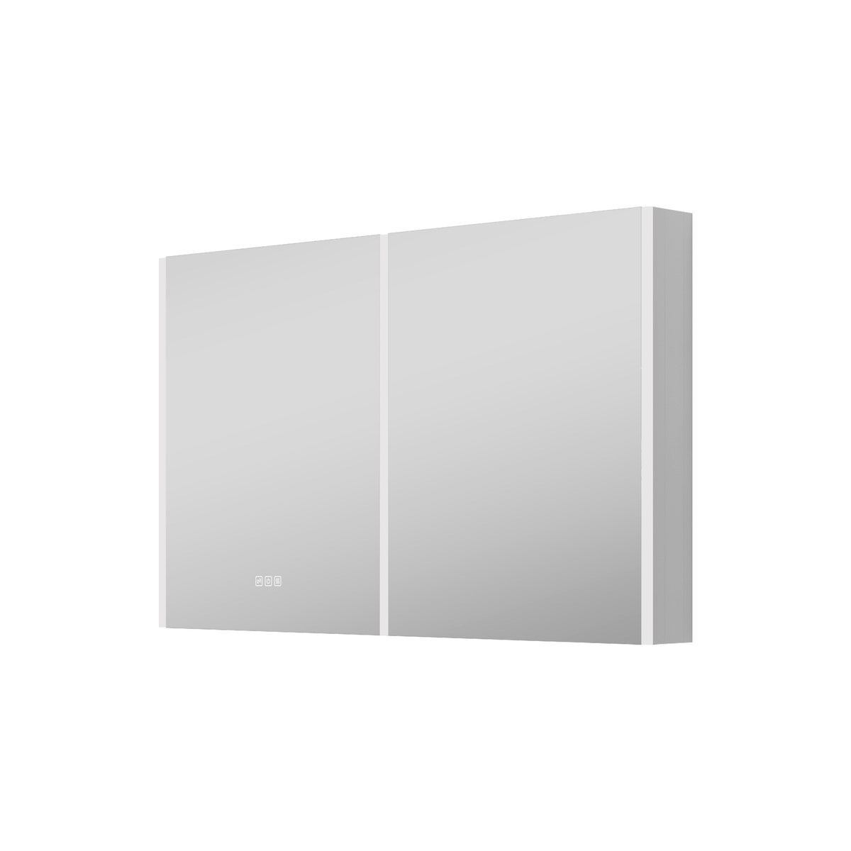 WELLFOR CHIC 48-in x 30-in Lighted LED Fog Free Surface Mount Black Mirrored Soft Close Medicine Cabinet with Outlet