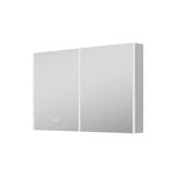 WELLFOR CHIC 48-in x 30-in Lighted LED Fog Free Surface Mount Black Mirrored Soft Close Medicine Cabinet with Outlet