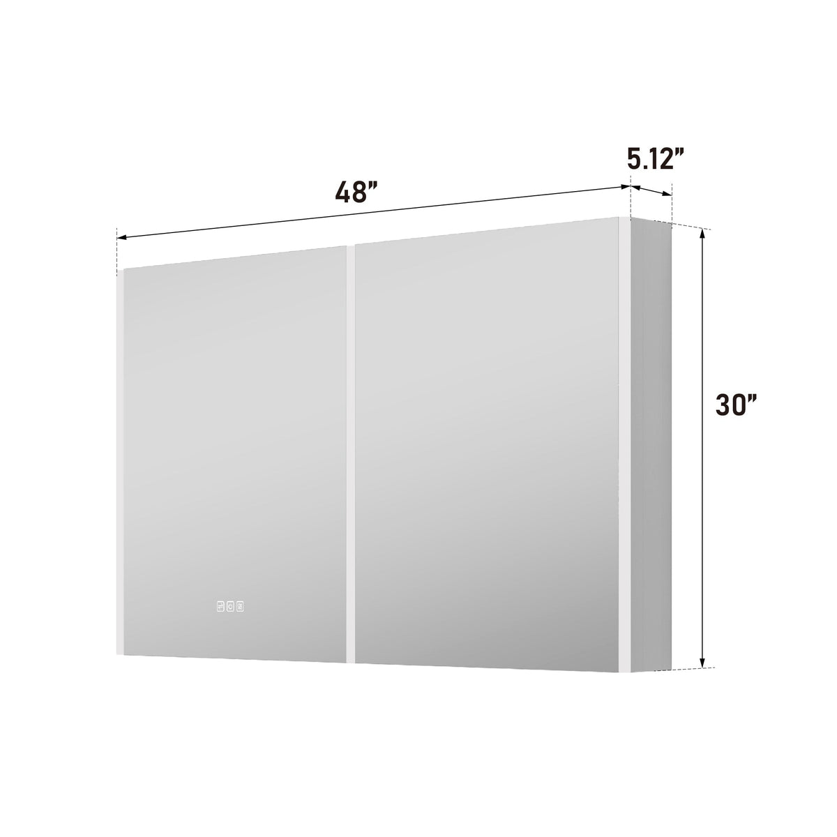 WELLFOR CHIC 48-in x 30-in Lighted LED Fog Free Surface Mount Black Mirrored Soft Close Medicine Cabinet with Outlet