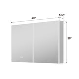 WELLFOR CHIC 48-in x 30-in Lighted LED Fog Free Surface Mount Black Mirrored Soft Close Medicine Cabinet with Outlet