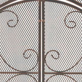 Pendleton Modern Black and Copper Three Panel Iron Fire Screen with Door - Super Arbor