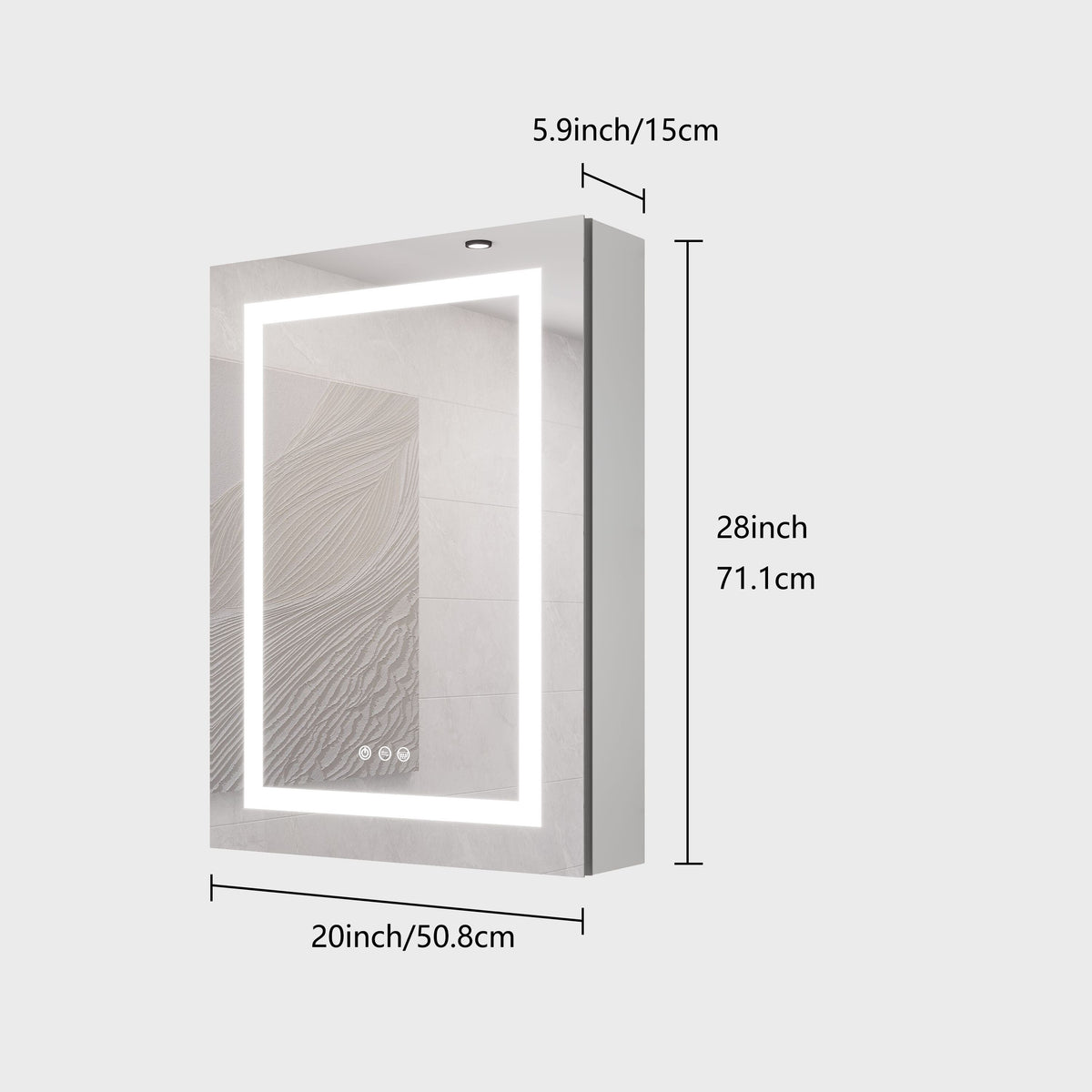 WELLFOR 20-in x 28-in Lighted LED Fog Free Surface Mount Silver Mirrored Soft Close Medicine Cabinet