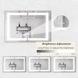 WELLFOR 36-in x 24-in Lighted LED Fog Free Surface Mount Silver Mirrored Soft Close Medicine Cabinet