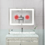WELLFOR 36-in x 24-in Lighted LED Fog Free Surface Mount Silver Mirrored Soft Close Medicine Cabinet