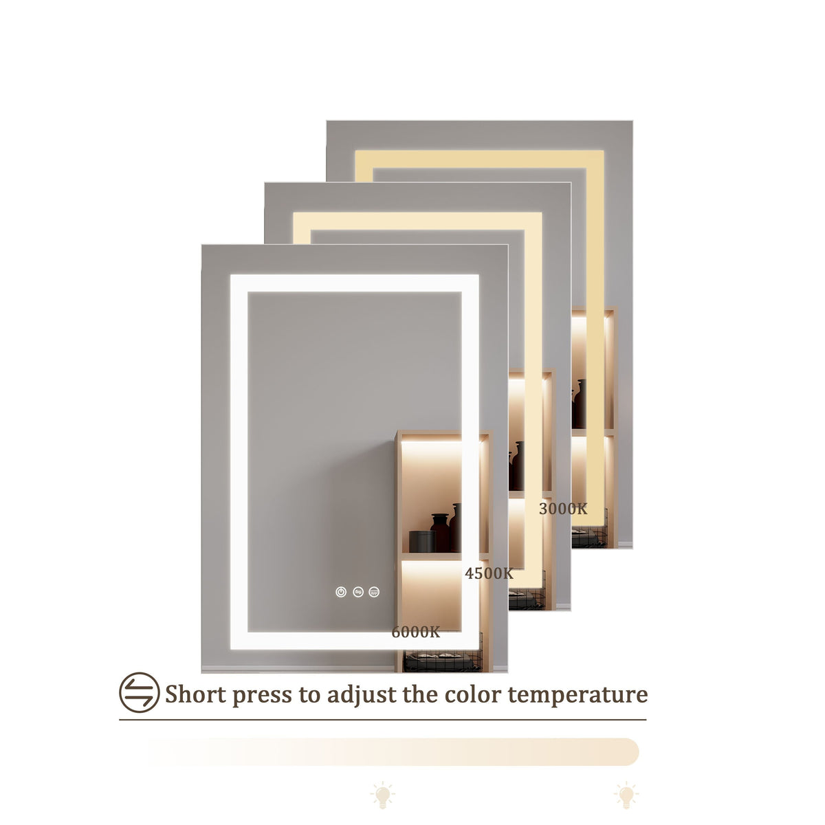 WELLFOR 26-in x 20-in Lighted LED Fog Free Surface/Recessed Mount Silver Mirrored Soft Close Medicine Cabinet