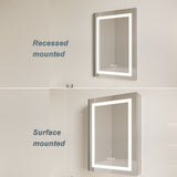WELLFOR 26-in x 20-in Lighted LED Fog Free Surface/Recessed Mount Silver Mirrored Soft Close Medicine Cabinet