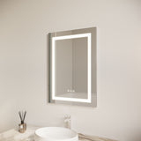 WELLFOR 26-in x 20-in Lighted LED Fog Free Surface/Recessed Mount Silver Mirrored Soft Close Medicine Cabinet