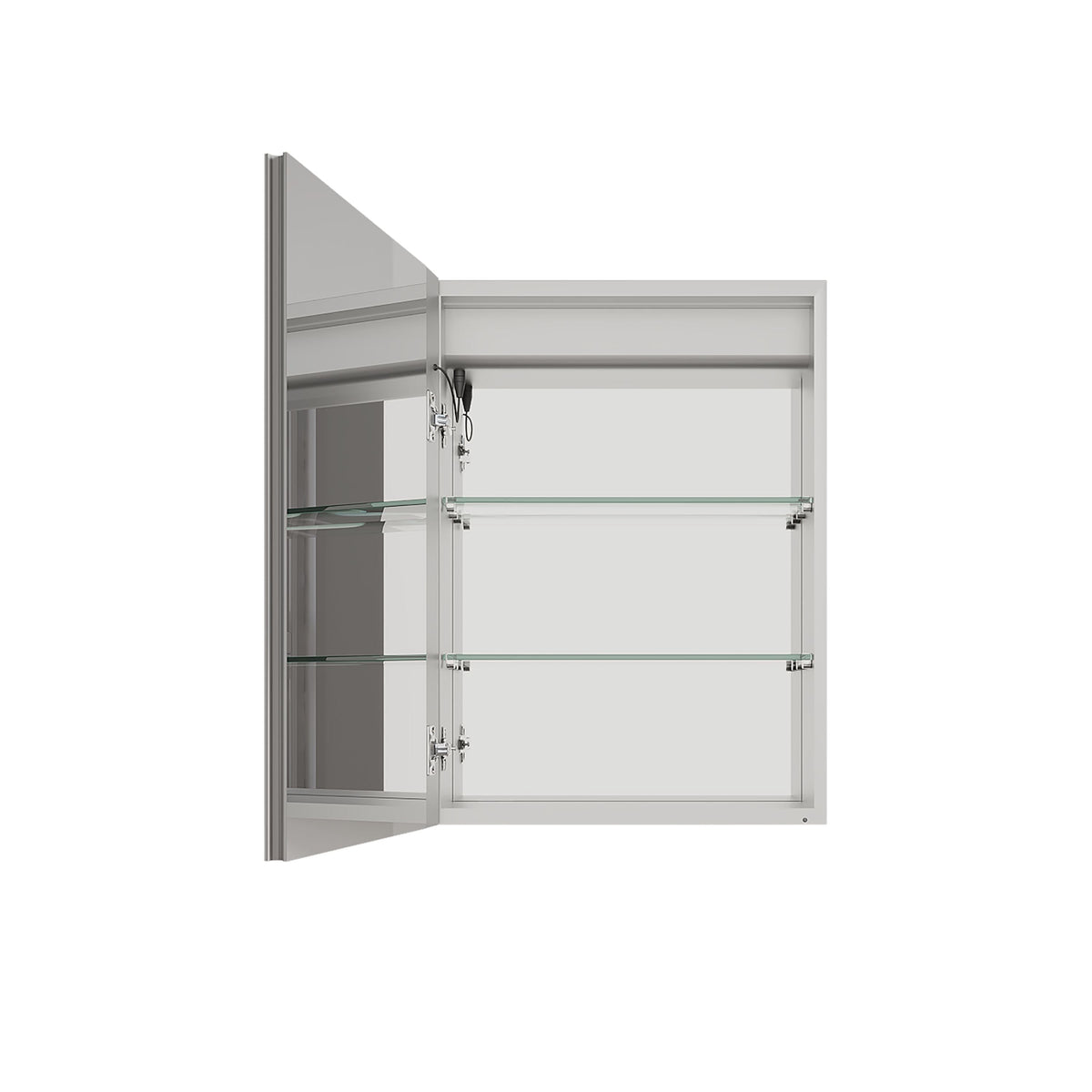 WELLFOR 26-in x 20-in Lighted LED Fog Free Surface/Recessed Mount Silver Mirrored Soft Close Medicine Cabinet