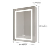 WELLFOR 26-in x 20-in Lighted LED Fog Free Surface/Recessed Mount Silver Mirrored Soft Close Medicine Cabinet