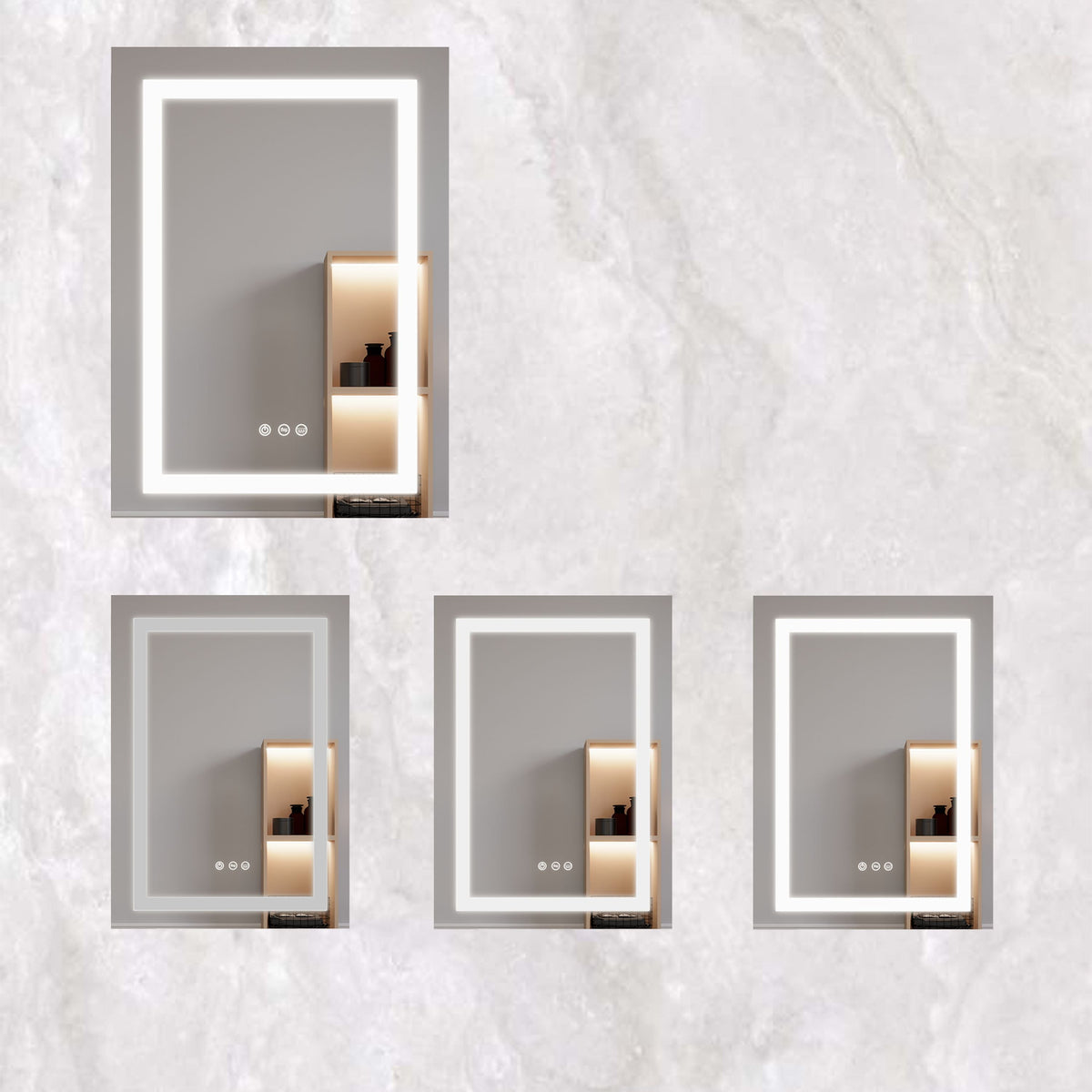 WELLFOR 26-in x 20-in Lighted LED Fog Free Surface/Recessed Mount Silver Mirrored Soft Close Medicine Cabinet
