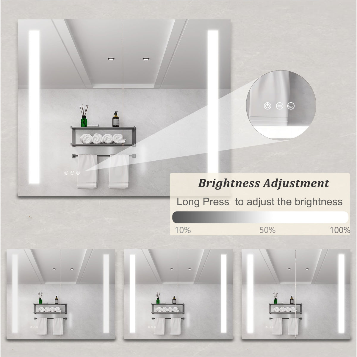 WELLFOR 36-in x 30-in Lighted LED Fog Free Surface/Recessed Mount Silver Mirrored Soft Close Medicine Cabinet