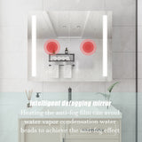 WELLFOR 36-in x 30-in Lighted LED Fog Free Surface/Recessed Mount Silver Mirrored Soft Close Medicine Cabinet