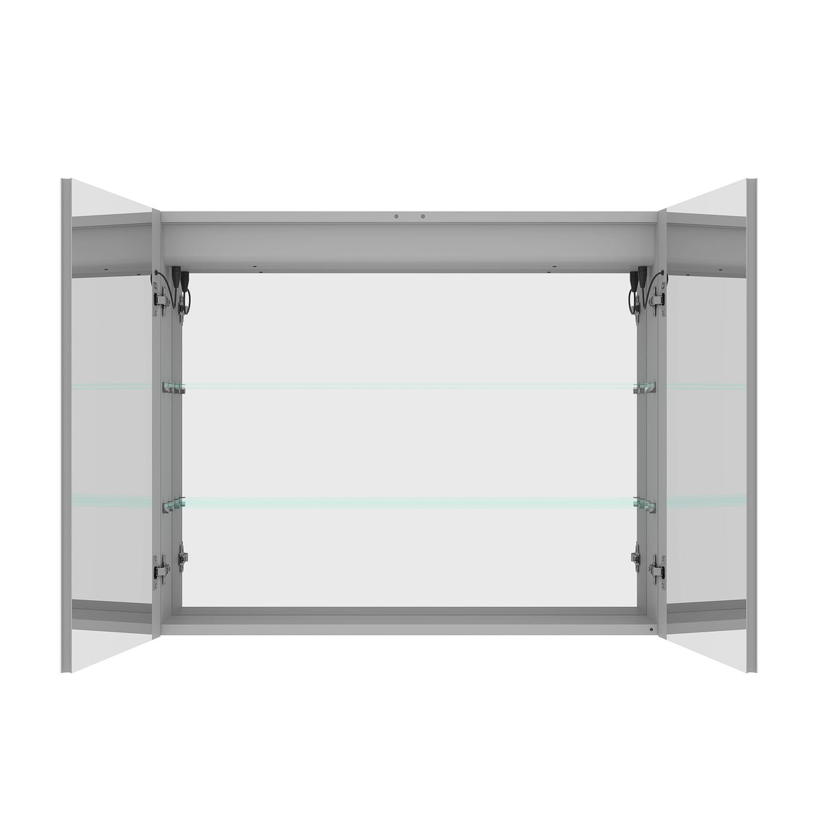 WELLFOR 36-in x 30-in Lighted LED Fog Free Surface/Recessed Mount Silver Mirrored Soft Close Medicine Cabinet