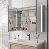 WELLFOR 36-in x 30-in Lighted LED Fog Free Surface/Recessed Mount Silver Mirrored Soft Close Medicine Cabinet