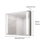 WELLFOR 36-in x 30-in Lighted LED Fog Free Surface/Recessed Mount Silver Mirrored Soft Close Medicine Cabinet