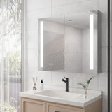 WELLFOR 36-in x 30-in Lighted LED Fog Free Surface/Recessed Mount Silver Mirrored Soft Close Medicine Cabinet