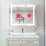 WELLFOR 36-in x 30-in Lighted LED Fog Free Surface Mount Silver Mirrored Soft Close Medicine Cabinet
