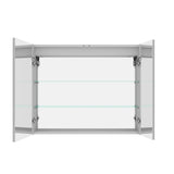 WELLFOR 36-in x 30-in Lighted LED Fog Free Surface Mount Silver Mirrored Soft Close Medicine Cabinet