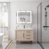 WELLFOR 36-in x 30-in Lighted LED Fog Free Surface Mount Silver Mirrored Soft Close Medicine Cabinet