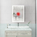 WELLFOR 20-in x 28-in Lighted LED Fog Free Surface Mount Silver Mirrored Soft Close Medicine Cabinet
