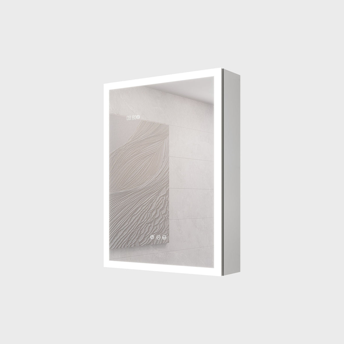 WELLFOR 20-in x 28-in Lighted LED Fog Free Surface Mount Silver Mirrored Soft Close Medicine Cabinet