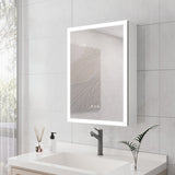 WELLFOR 20-in x 28-in Lighted LED Fog Free Surface Mount Silver Mirrored Soft Close Medicine Cabinet