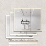 WELLFOR 36-in x 30-in Lighted LED Fog Free Surface Mount Silver Mirrored Soft Close Medicine Cabinet with Outlet
