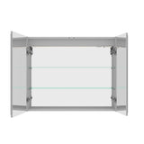 WELLFOR 36-in x 30-in Lighted LED Fog Free Surface Mount Silver Mirrored Soft Close Medicine Cabinet with Outlet