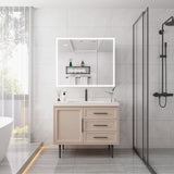 WELLFOR 36-in x 30-in Lighted LED Fog Free Surface Mount Silver Mirrored Soft Close Medicine Cabinet with Outlet
