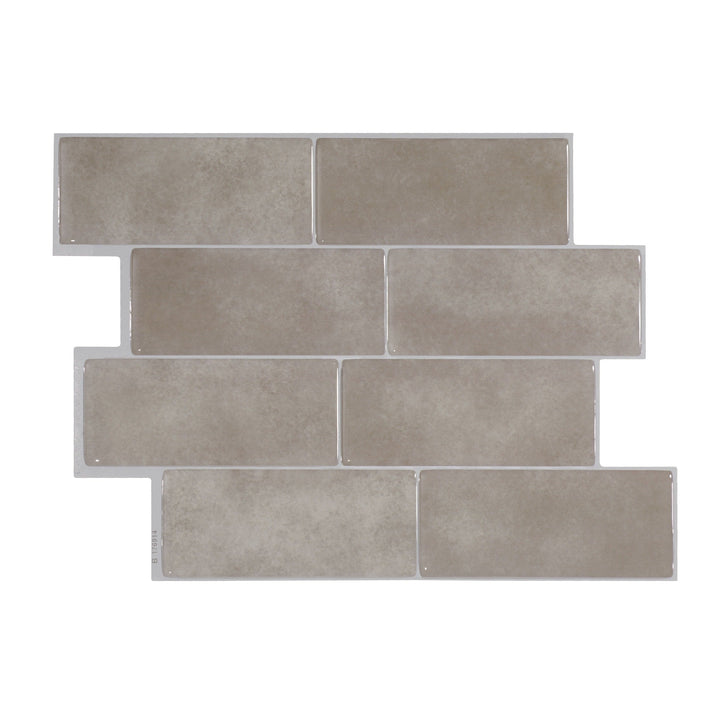 Smart Tiles Metro Cologne Beige 9-in x 12-in Glossy Resin Subway Linear Peel and stick Wall Tile product image