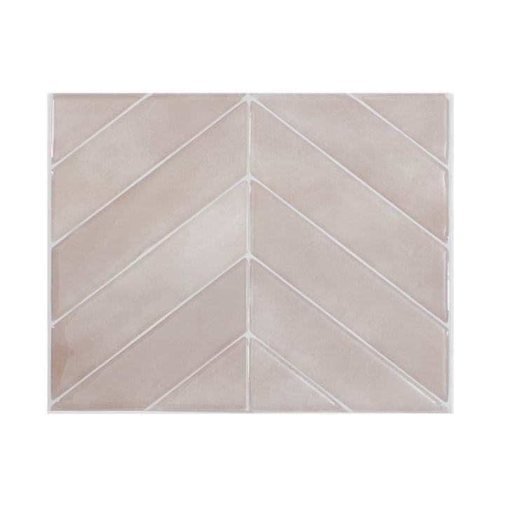 Smart Tiles Chevron Viby Pink 9-in x 12-in Matte Resin Patterned Chevron Peel and stick Wall Tile product image