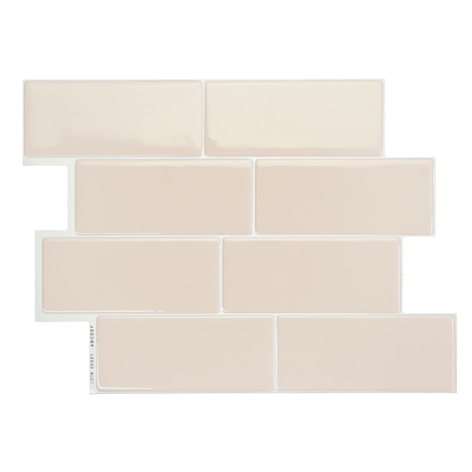 Smart Tiles Metro Tripoli Beige 9-in x 12-in Glossy Resin Subway Linear Peel and stick Wall Tile product image