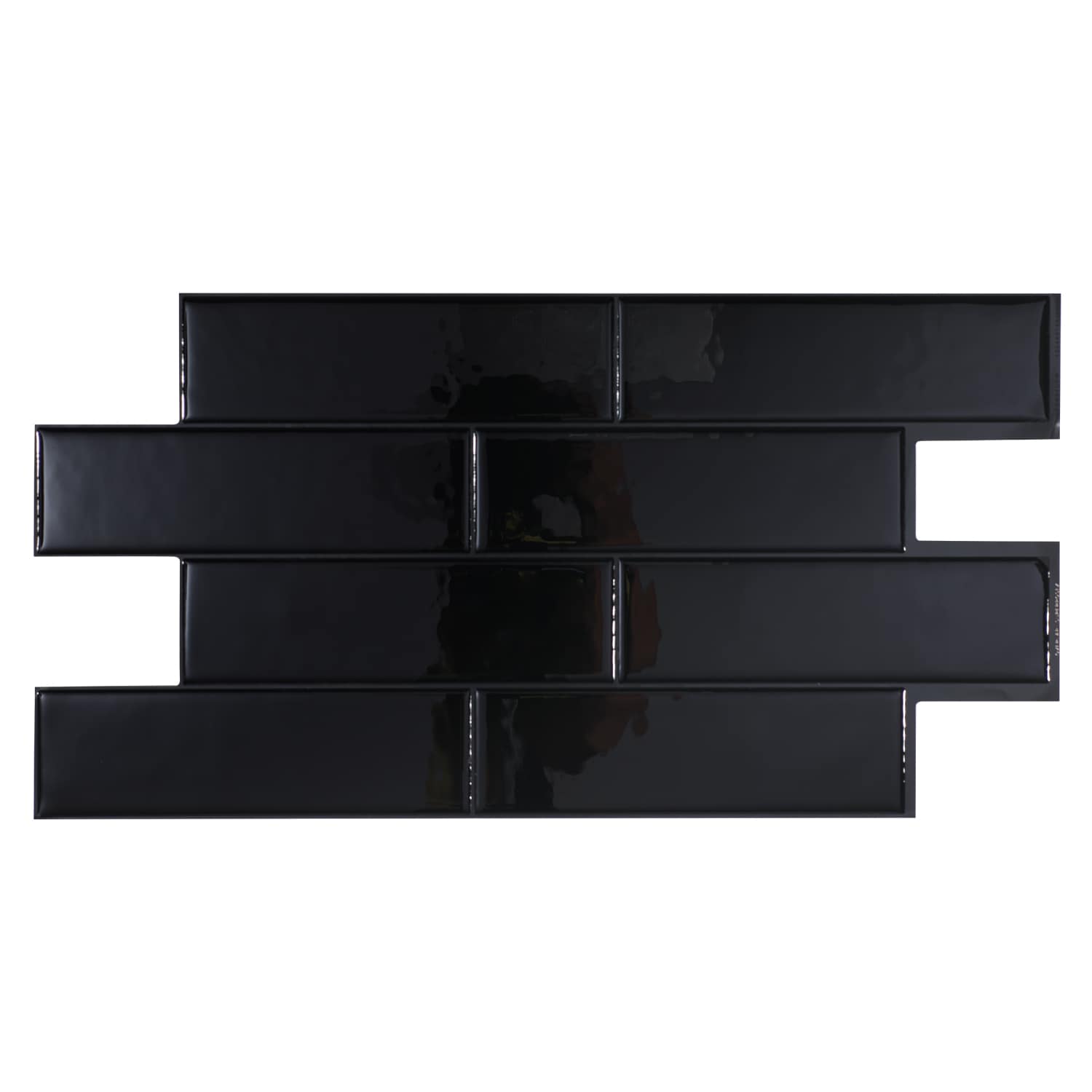 Smart Tiles Oslo Nero Black 23-in x 11-in Glossy Resin Subway Linear Peel and stick Wall Tile product image