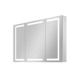 Forclover 48-in x 30-in Lighted LED Fog Free Surface/Recessed Mount Silver Mirrored Soft Close Medicine Cabinet with Outlet
