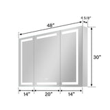 Forclover 48-in x 30-in Lighted LED Fog Free Surface/Recessed Mount Silver Mirrored Soft Close Medicine Cabinet with Outlet