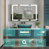 Forclover 48-in x 30-in Lighted LED Fog Free Surface/Recessed Mount Silver Mirrored Soft Close Medicine Cabinet with Outlet