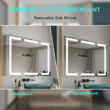 Forclover 48-in x 30-in Lighted LED Fog Free Surface/Recessed Mount Silver Mirrored Soft Close Medicine Cabinet with Outlet