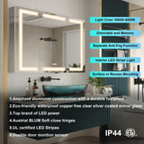 Forclover 48-in x 30-in Lighted LED Fog Free Surface/Recessed Mount Silver Mirrored Soft Close Medicine Cabinet with Outlet