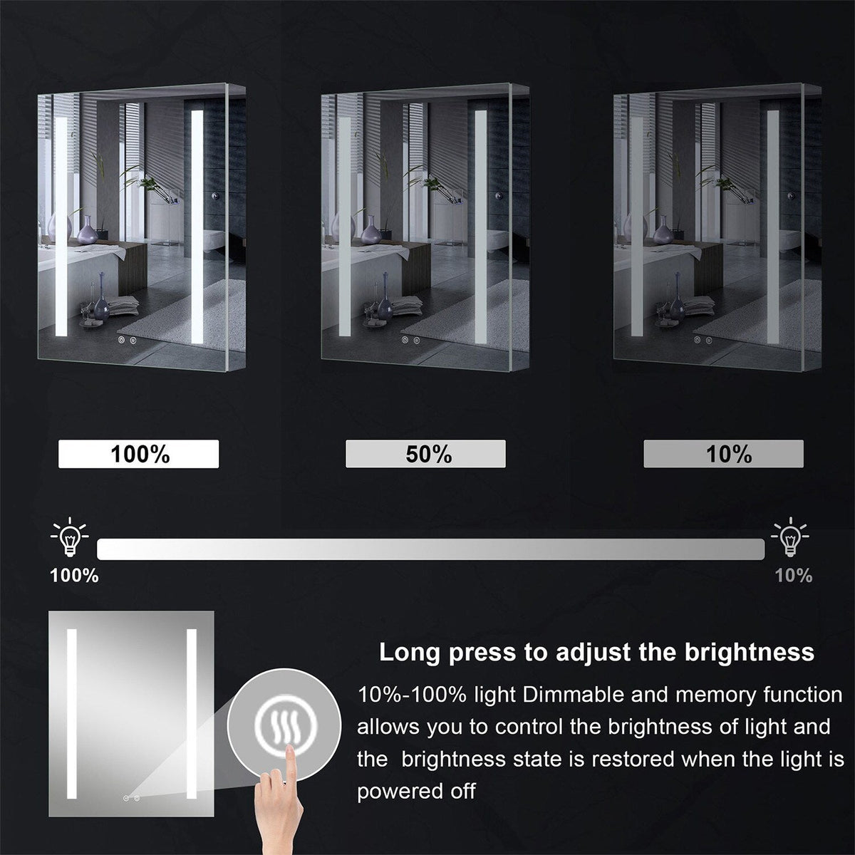 Forclover 24-in x 30-in Lighted LED Fog Free Surface/Recessed Mount Silver Mirrored Soft Close Medicine Cabinet with Outlet