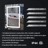 Forclover 24-in x 30-in Lighted LED Fog Free Surface/Recessed Mount Silver Mirrored Soft Close Medicine Cabinet with Outlet