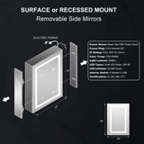 Forclover 24-in x 30-in Lighted LED Fog Free Surface/Recessed Mount Silver Mirrored Soft Close Medicine Cabinet with Outlet