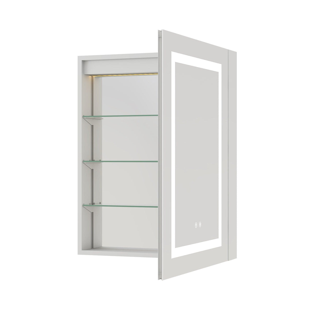 Forclover 24-in x 30-in Lighted LED Fog Free Surface/Recessed Mount Silver Mirrored Soft Close Medicine Cabinet with Outlet